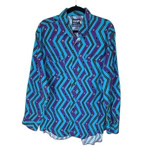 Wrangler Vintage Cowboy Cut Long Sleeve XL Tails Arrows Purple Turquoise Size 17